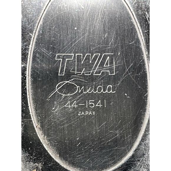 Vintage TWA Airlines Stainless Serveware Gravy Boat Dish Oneida 44-1541 - Picture 5 of 7